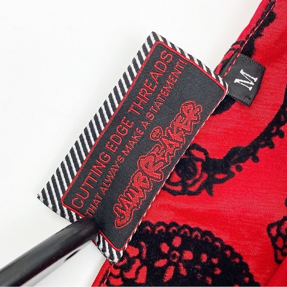 ModCloth X JawBreaker Velveteen Retro Pinup Rockabilly Cameo Midi Dress Red - Picture 12 of 13